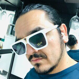 Men Women Sunglasses Outdoor White Frame Black Lens  Beach Party‎ Shades Square